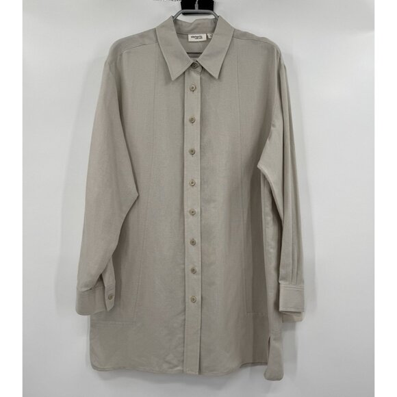 Spiegel Elements Linen Button Front Long Sleeve Shirt Blouse Top sz S 84-0231W - Picture 1 of 9